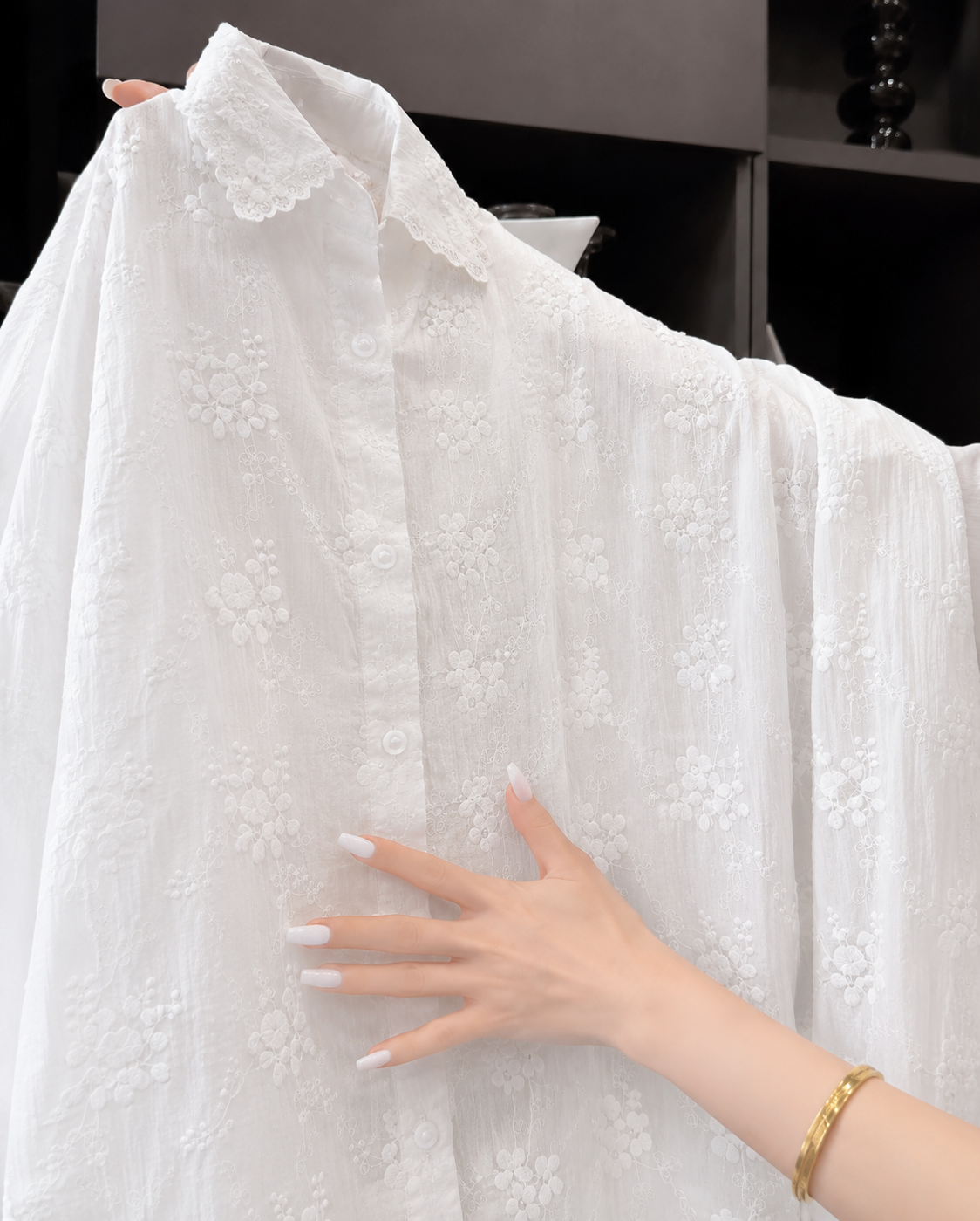 Anneliese™ | Floral Solid Color Shirt with Dropped Shoulders
